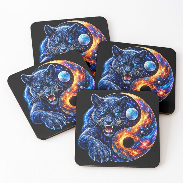 Item preview, Cosmic Yin Yang Panther – Celestial Balance designed and sold by TroviTutto.