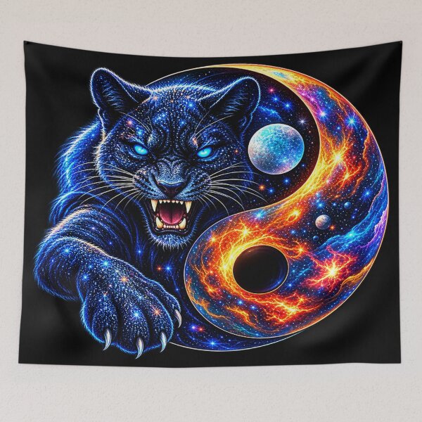 Item preview, Cosmic Yin Yang Panther – Celestial Balance designed and sold by TroviTutto.