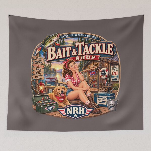 Item preview, Retro Vintage Fishing Bait and Tackle Shop designed and sold by Normandy Road Heritage.