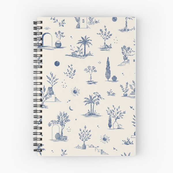 Item preview, Mediterranean Toile De Jouy Pattern Blue Palm Trees Archway designed and sold by QCena.