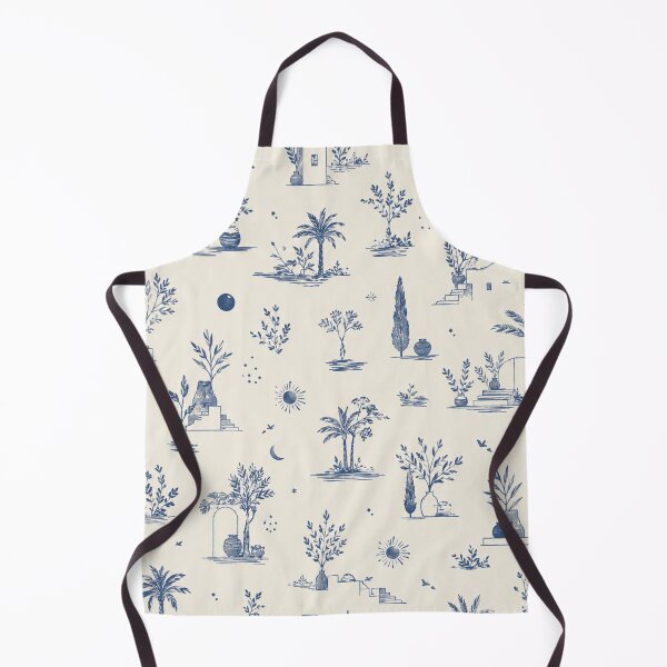 Item preview, Mediterranean Toile De Jouy Pattern Blue Palm Trees Archway designed and sold by QCena.