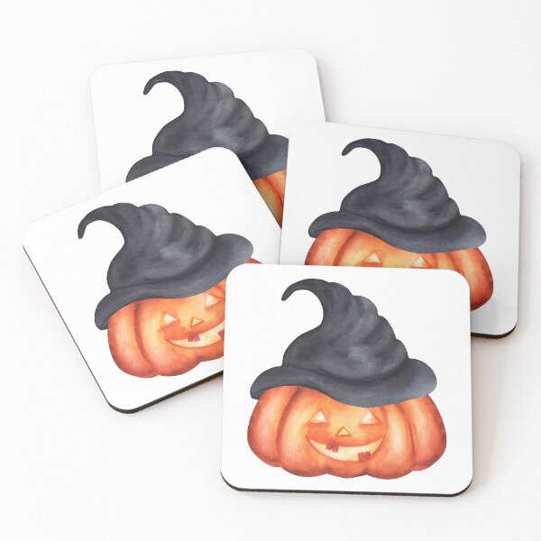 Item preview, Watercolor Jack-o'-Lantern with Tall Witch Hat Halloween Art designed and sold by ElenaValeto.