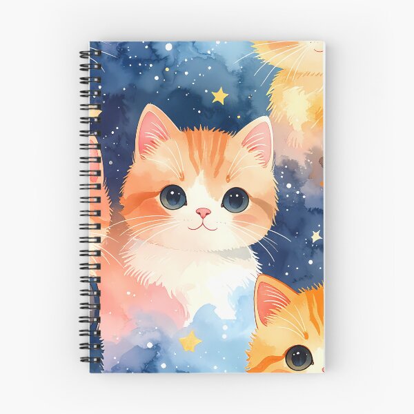 Item preview, Cute Watercolor Cats in Galaxy Clouds designed and sold by BetweenForms.