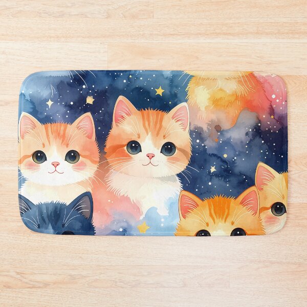 Item preview, Cute Watercolor Cats in Galaxy Clouds designed and sold by BetweenForms.