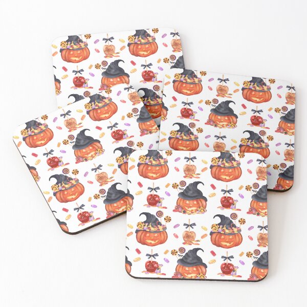 Item preview, Halloween Pumpkin and Candy Apple Seamless Pattern Watercolor Art designed and sold by ElenaValeto.