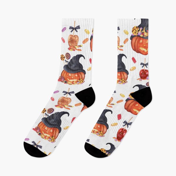 Item preview, Halloween Pumpkin and Candy Apple Seamless Pattern Watercolor Art designed and sold by ElenaValeto.