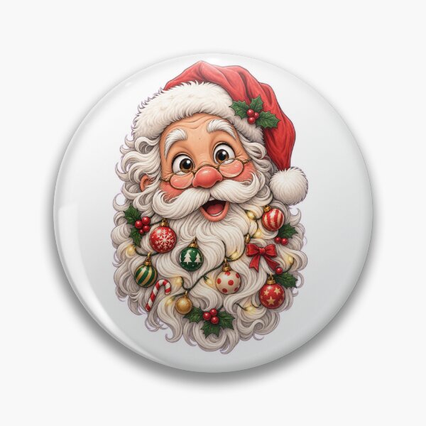 Item preview, Funny Santa with Christmas Baubles Beard | Festive Christmas Illustration designed and sold by MotylekAnia.