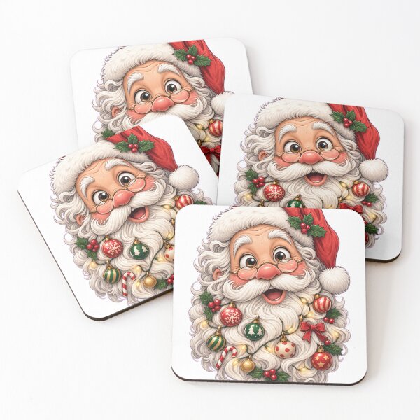 Item preview, Funny Santa with Christmas Baubles Beard | Festive Christmas Illustration designed and sold by MotylekAnia.