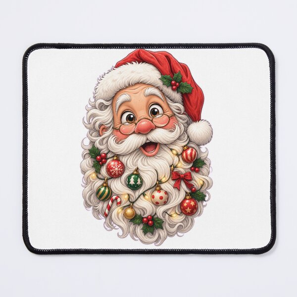 Item preview, Funny Santa with Christmas Baubles Beard | Festive Christmas Illustration designed and sold by MotylekAnia.