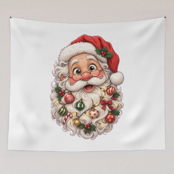 Item preview, Funny Santa with Christmas Baubles Beard | Festive Christmas Illustration designed and sold by MotylekAnia.