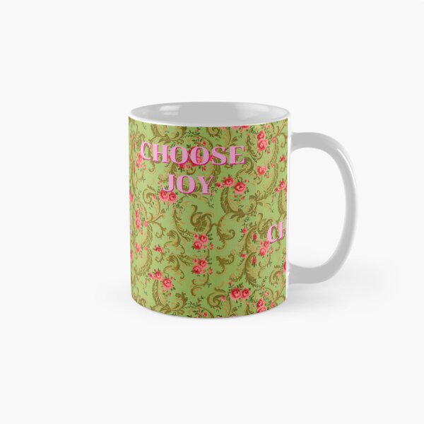 Item preview, Choose Joy vintage floral style, pink and green designed and sold by By The Moon.