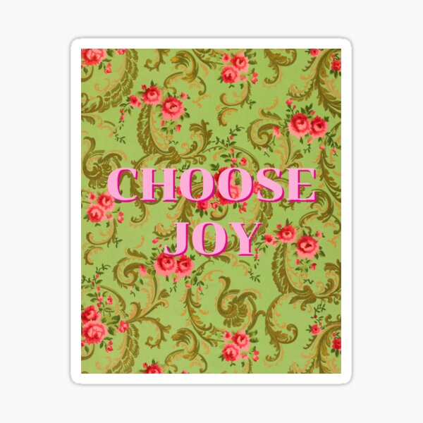 Item preview, Choose Joy vintage floral style, pink and green designed and sold by By The Moon.
