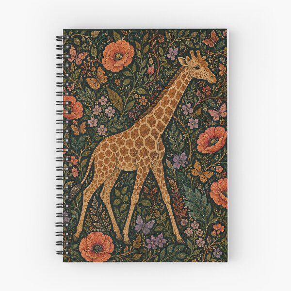 Item preview, Giraffe Walking Among Orange Poppies and Butterflies William Morris Style Jungle Tapestry designed and sold by Jozefin's Studio.