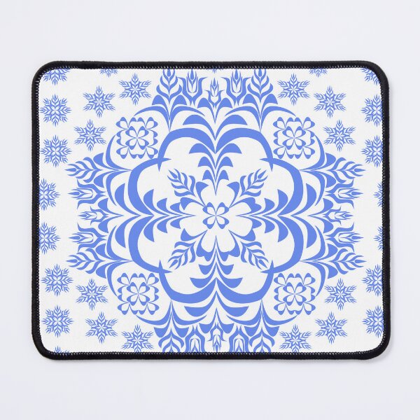 Item preview, Royal Blue Snowflake Mandala Vector Pattern with Floral Motifs designed and sold by Ei-Ei.