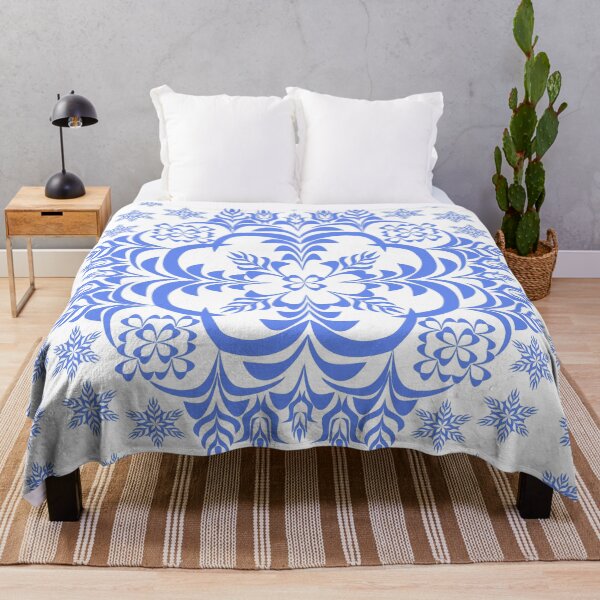 Item preview, Royal Blue Snowflake Mandala Vector Pattern with Floral Motifs designed and sold by Ei-Ei.
