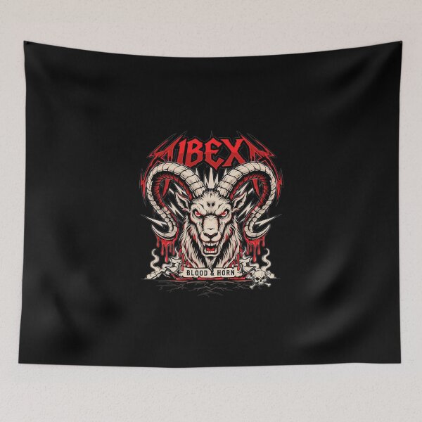 Item preview, Ibex Blood And Horn Mountain Goat Skull Deathcore Graphic designed and sold by Enea Kelo.
