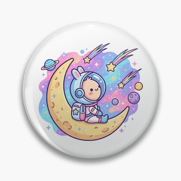 Item preview, Kawaii Astronaut Bunny Sitting on Crescent Moon designed and sold by ajamzbox.