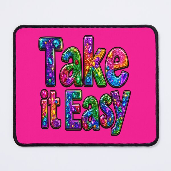Item preview, Take It Easy Rainbow Glitter Positive Vibes Typography designed and sold by Hari Arts.
