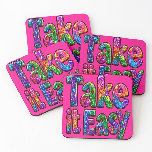 Item preview, Take It Easy Rainbow Glitter Positive Vibes Typography designed and sold by Hari Arts.