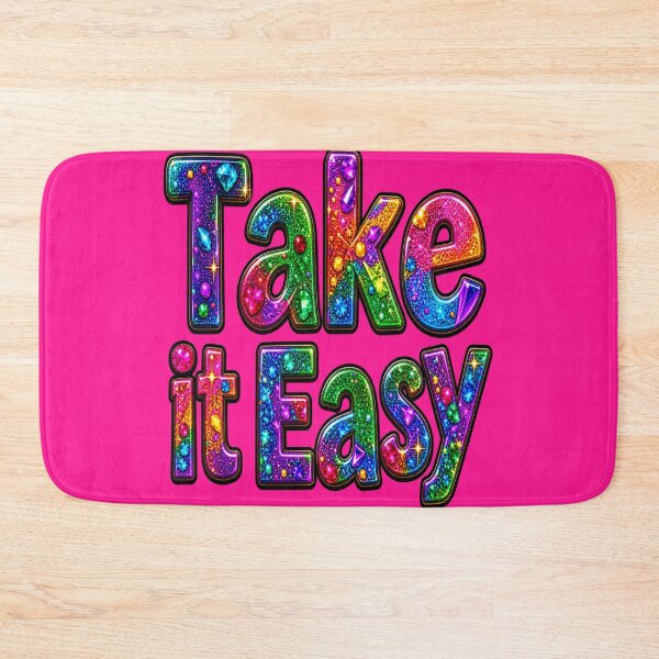Item preview, Take It Easy Rainbow Glitter Positive Vibes Typography designed and sold by Hari Arts.