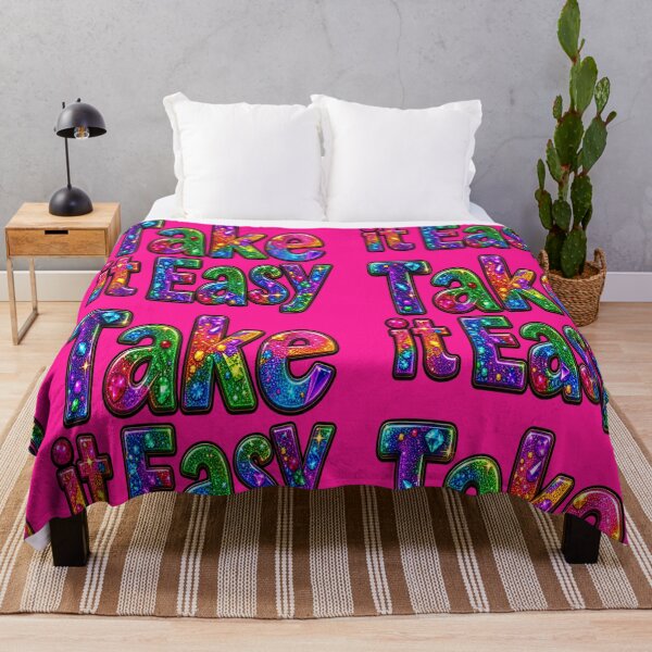 Item preview, Take It Easy Rainbow Glitter Positive Vibes Typography designed and sold by Hari Arts.
