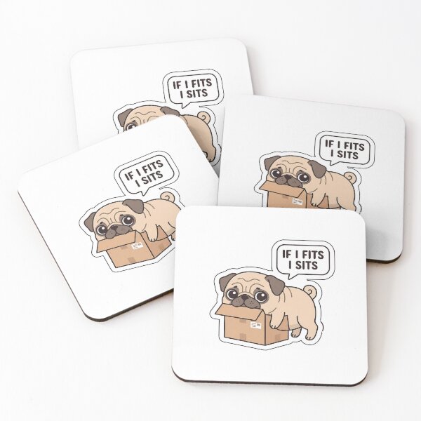 Item preview, If I Fits I Sits - Cute Pug in a Box Sticker with Text designed and sold by SimpleP.