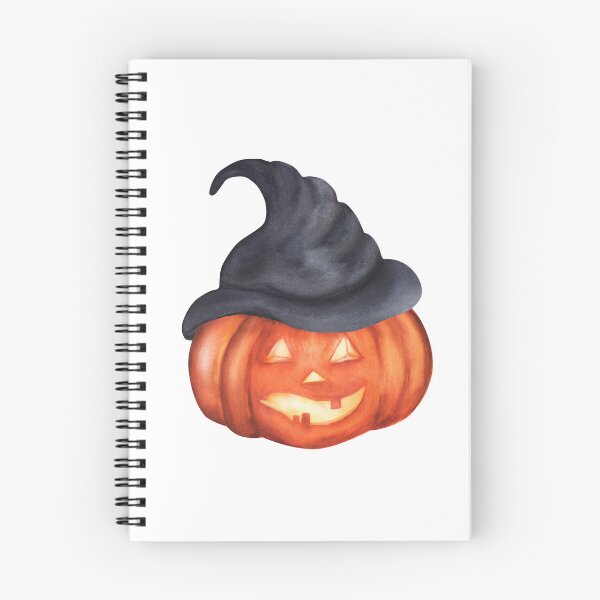 Item preview, Glowing Jack-o'-Lantern with Witch Hat Watercolor Halloween Art designed and sold by ElenaValeto.