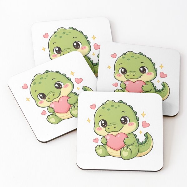 Item preview, Cute Kawaii Dinosaur Love Heart Design – Adorable Green Dino Gift & Cute Animal Artwork designed and sold by Vegasstickers.