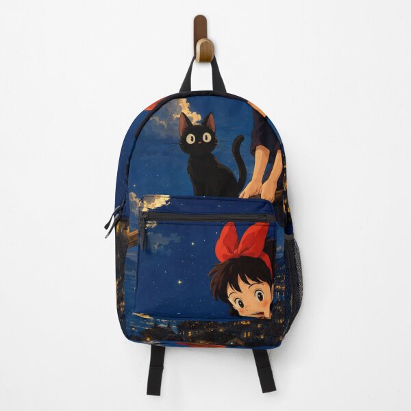 Item preview, Kiki’s Delivery Service Inspired Witchy Anime | Black Cat & Broomstick Night Flight designed and sold by AbstractAuraArt.