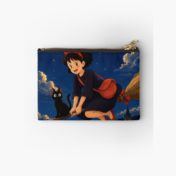 Item preview, Kiki’s Delivery Service Inspired Witchy Anime | Black Cat & Broomstick Night Flight designed and sold by AbstractAuraArt.