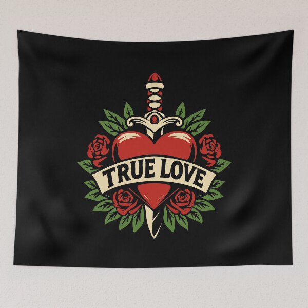 Item preview, True Love Vintage Tattoo Heart T-Shirt designed and sold by phsycartwork.