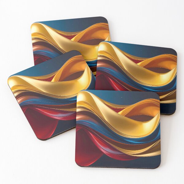 Item preview, Abstract Flowing Gold Red Blue Wave Artwork designed and sold by BetweenForms.