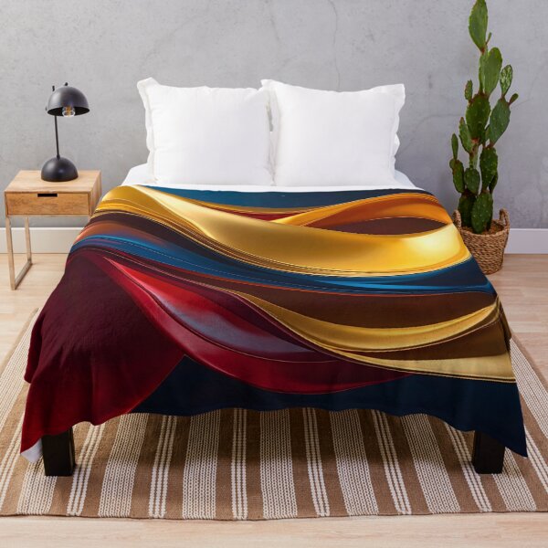 Item preview, Abstract Flowing Gold Red Blue Wave Artwork designed and sold by BetweenForms.