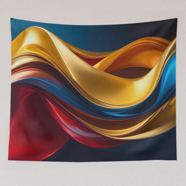 Item preview, Abstract Flowing Gold Red Blue Wave Artwork designed and sold by BetweenForms.