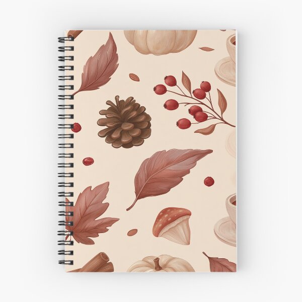 Item preview, Autumn pattern with hot chocolate, leaves and mushrooms | Autumn motif | Cottagecore designed and sold by Schmidsi.