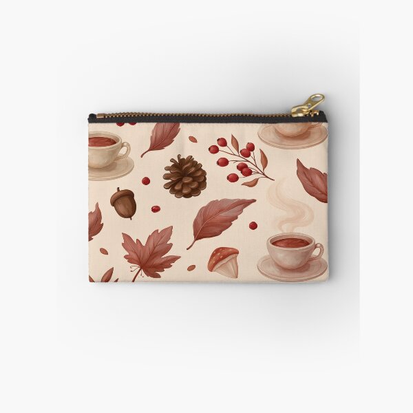 Item preview, Autumn pattern with hot chocolate, leaves and mushrooms | Autumn motif | Cottagecore designed and sold by Schmidsi.