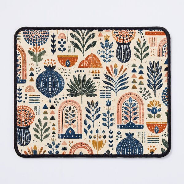 Item preview, Scandinavian Block Print Folk Art Botanical Pattern designed and sold by QCena.