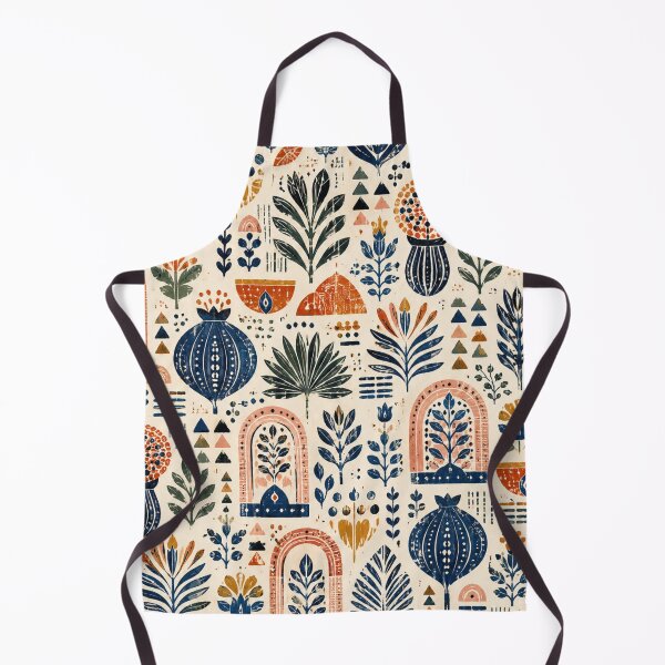 Item preview, Scandinavian Block Print Folk Art Botanical Pattern designed and sold by QCena.