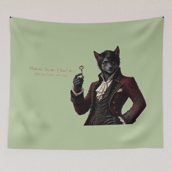 Item preview, Humans Dream of Freedom – Philosophical Cat designed and sold by VolkovaLenaArt.