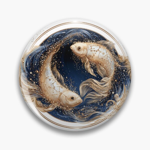 Item preview, Pisces Zodiac Fish Astrology Celestial Constellation Gold Navy PNG designed and sold by MythicMood.