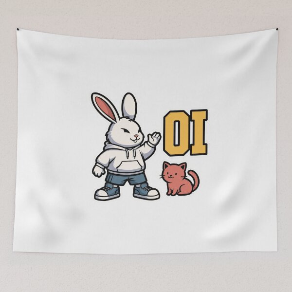 Item preview, Oi Streetwear White Rabbit And Orange Cat designed and sold by a575642903.