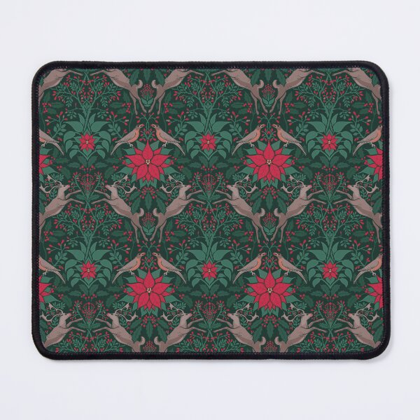 Item preview, William Morris Inspired Christmas Design with Reindeers & Poinsettias designed and sold by BeWaterDesigns.