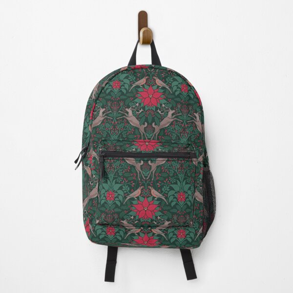 Item preview, William Morris Inspired Christmas Design with Reindeers & Poinsettias designed and sold by BeWaterDesigns.