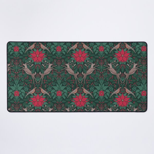 Item preview, William Morris Inspired Christmas Design with Reindeers & Poinsettias designed and sold by BeWaterDesigns.