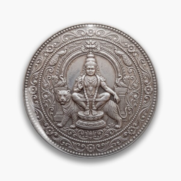 Item preview, Silver Ayyappa Coin Art | Hindu Sacred Coin Design designed and sold by CosmicLotusArt.