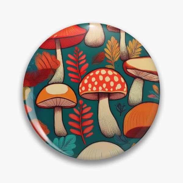 Item preview, It's raining mushrooms, warm Autumn colours mushroom houses, mushroom pattern watercolour vintage fall season burnt orange leafy  designed and sold by navitalidesign.