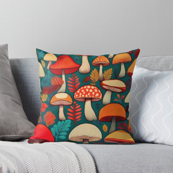 Item preview, It's raining mushrooms, warm Autumn colours mushroom houses, mushroom pattern watercolour vintage fall season burnt orange leafy  designed and sold by navitalidesign.