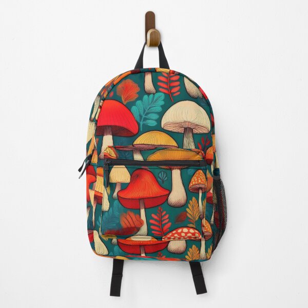 Item preview, It's raining mushrooms, warm Autumn colours mushroom houses, mushroom pattern watercolour vintage fall season burnt orange leafy designed and sold by navitalidesign.