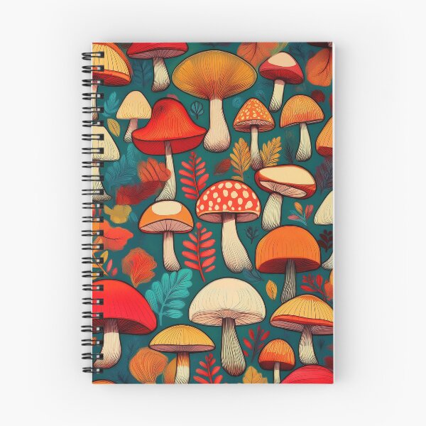 Item preview, It's raining mushrooms, warm Autumn colours mushroom houses, mushroom pattern watercolour vintage fall season burnt orange leafy  designed and sold by navitalidesign.