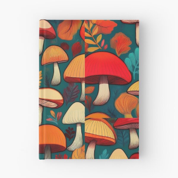 Item preview, It's raining mushrooms, warm Autumn colours mushroom houses, mushroom pattern watercolour vintage fall season burnt orange leafy  designed and sold by navitalidesign.